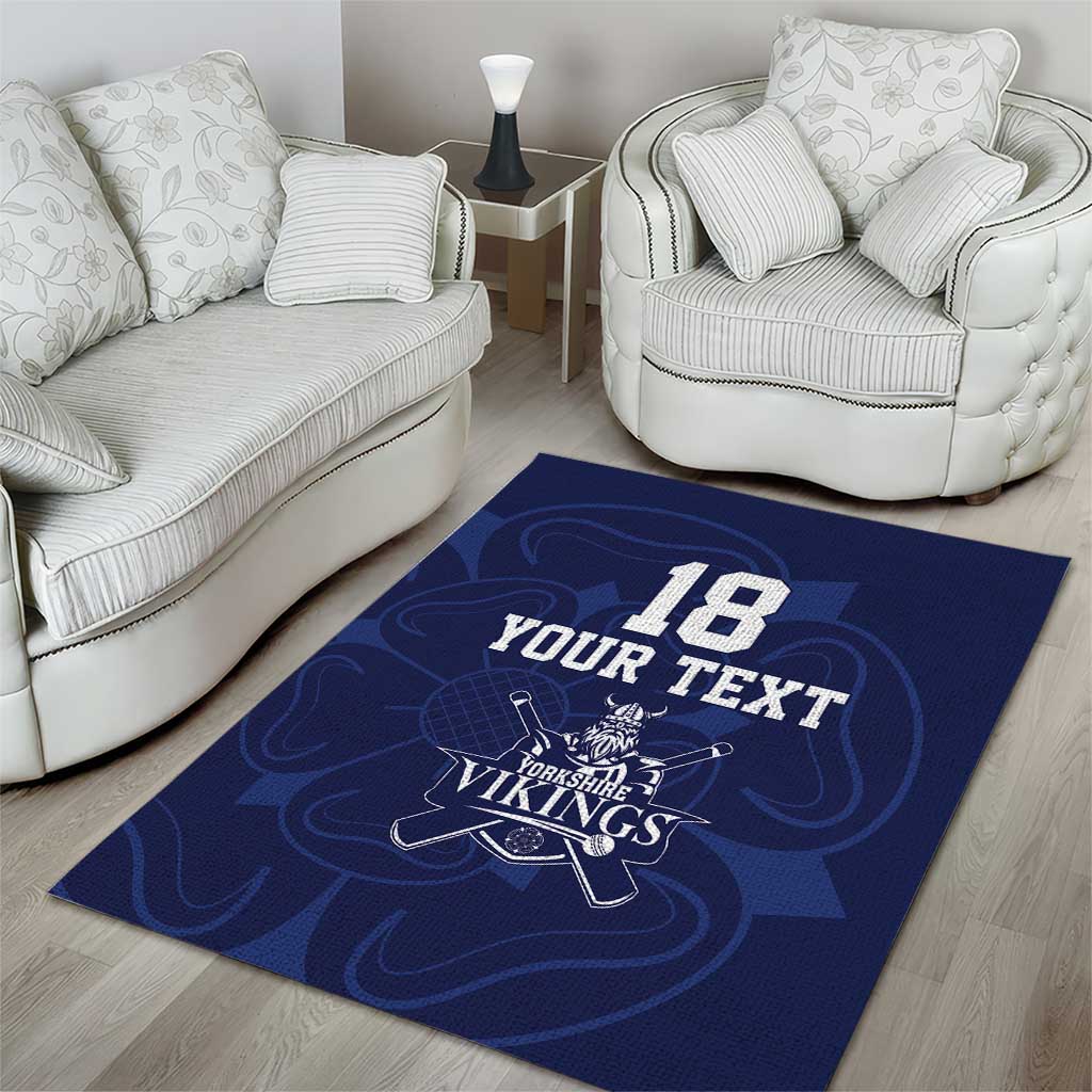 Custom Yorkshire Viking Spirit Area Rug White Rose of York Navy Version - Wonder Print Shop