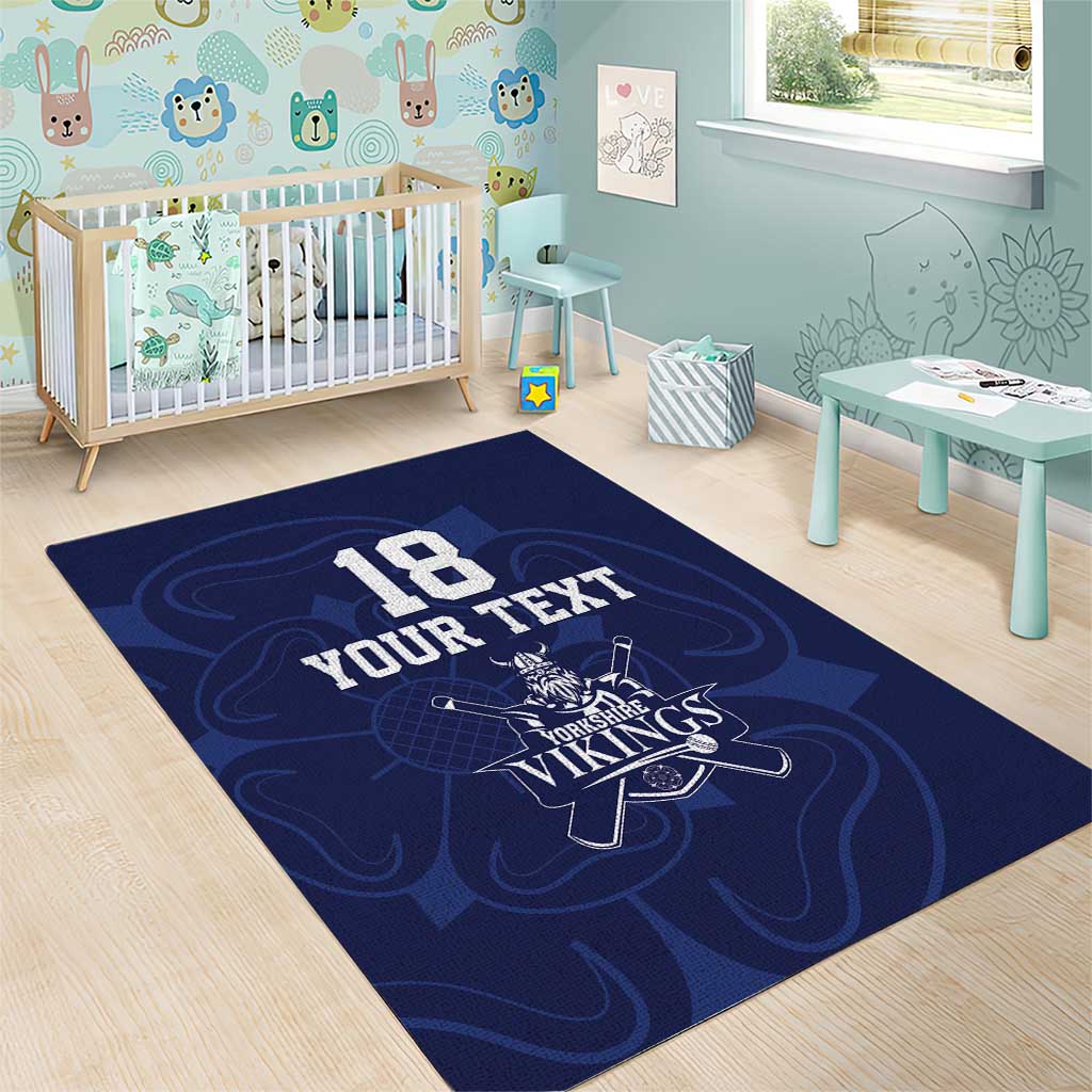 Custom Yorkshire Viking Spirit Area Rug White Rose of York Navy Version - Wonder Print Shop