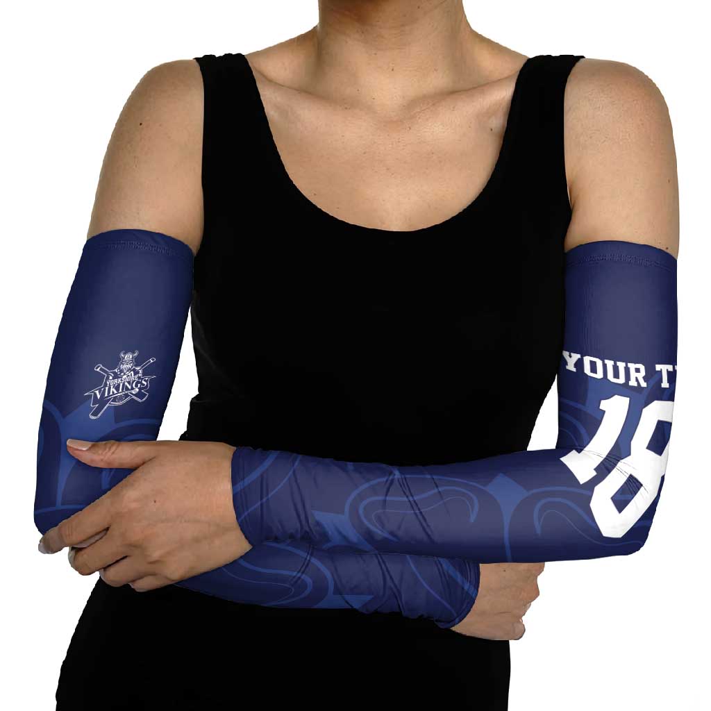 Custom Yorkshire Viking Spirit Arm Sleeves White Rose of York Navy Version - Wonder Print Shop