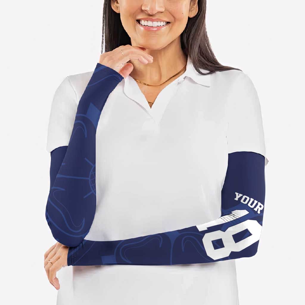 Custom Yorkshire Viking Spirit Arm Sleeves White Rose of York Navy Version - Wonder Print Shop