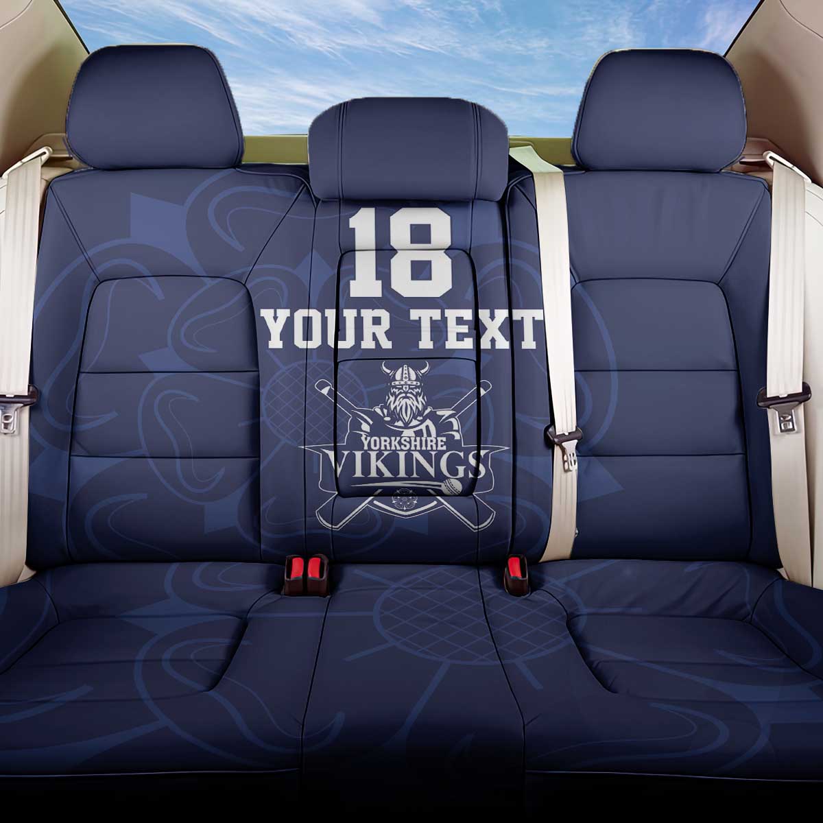 Custom Yorkshire Viking Spirit Back Car Seat Cover White Rose of York Navy Version - Wonder Print Shop