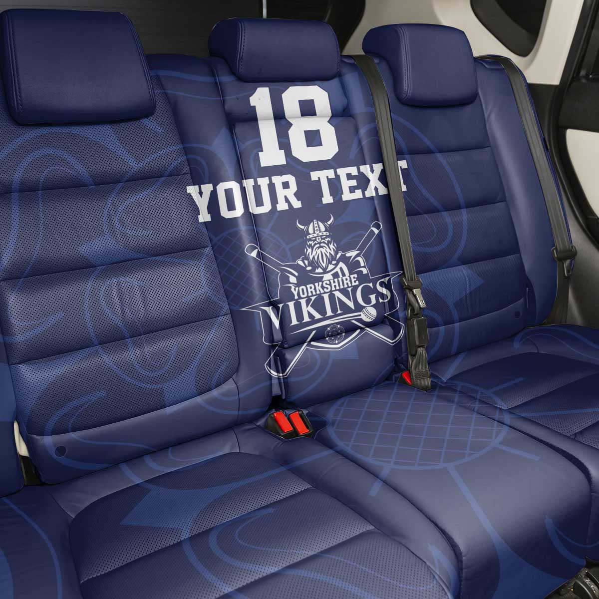 Custom Yorkshire Viking Spirit Back Car Seat Cover White Rose of York Navy Version - Wonder Print Shop