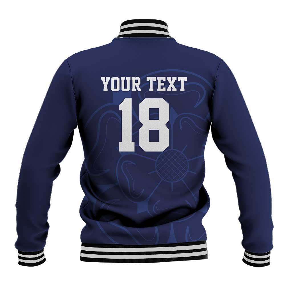 Custom Yorkshire Viking Spirit Baseball Jacket White Rose of York Navy Version - Wonder Print Shop