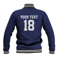 Custom Yorkshire Viking Spirit Baseball Jacket White Rose of York Navy Version - Wonder Print Shop
