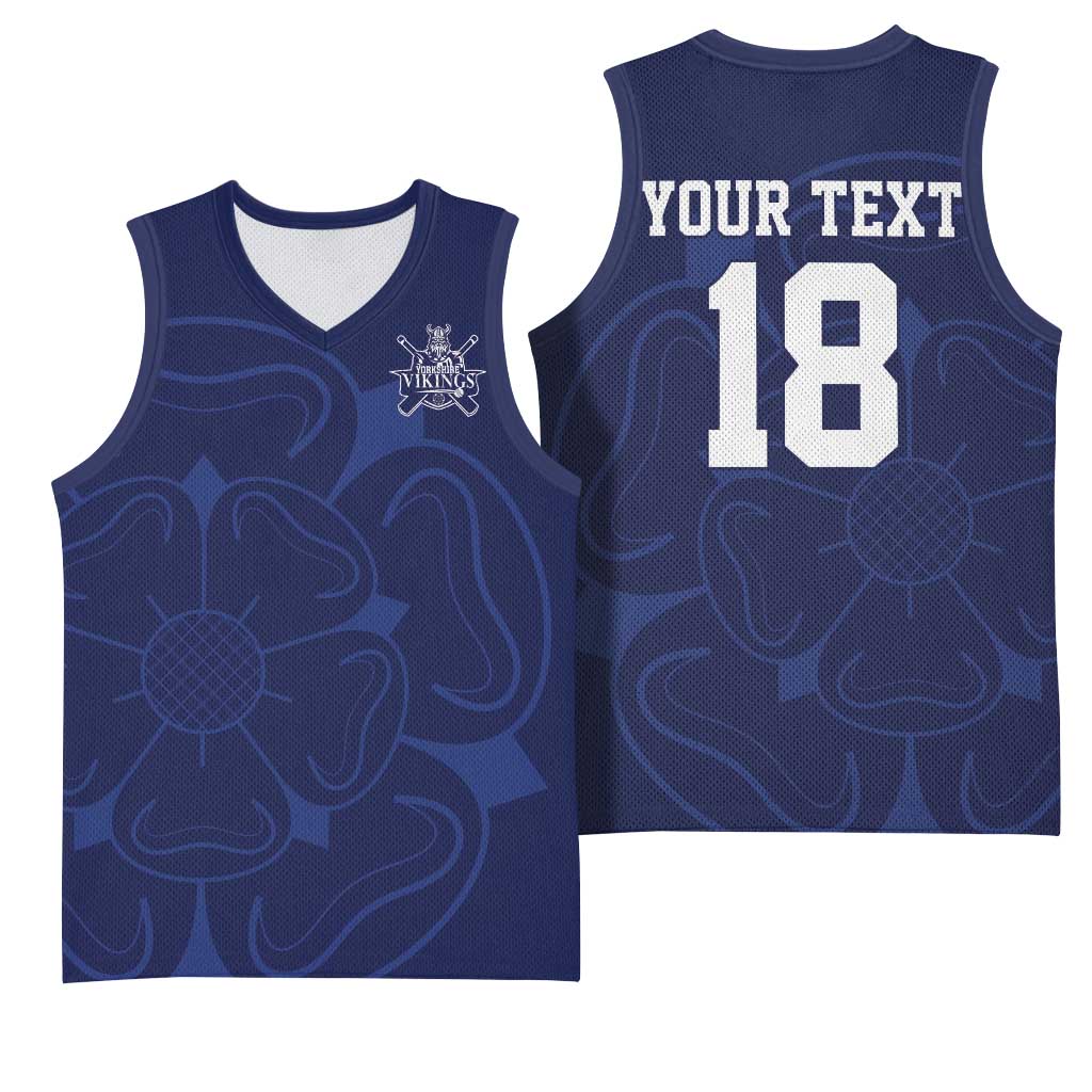 Custom Yorkshire Viking Spirit Basketball Jersey White Rose of York Navy Version - Wonder Print Shop
