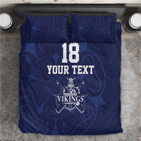 Custom Yorkshire Viking Spirit Bedding Set White Rose of York Navy Version - Wonder Print Shop