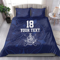 Custom Yorkshire Viking Spirit Bedding Set White Rose of York Navy Version - Wonder Print Shop