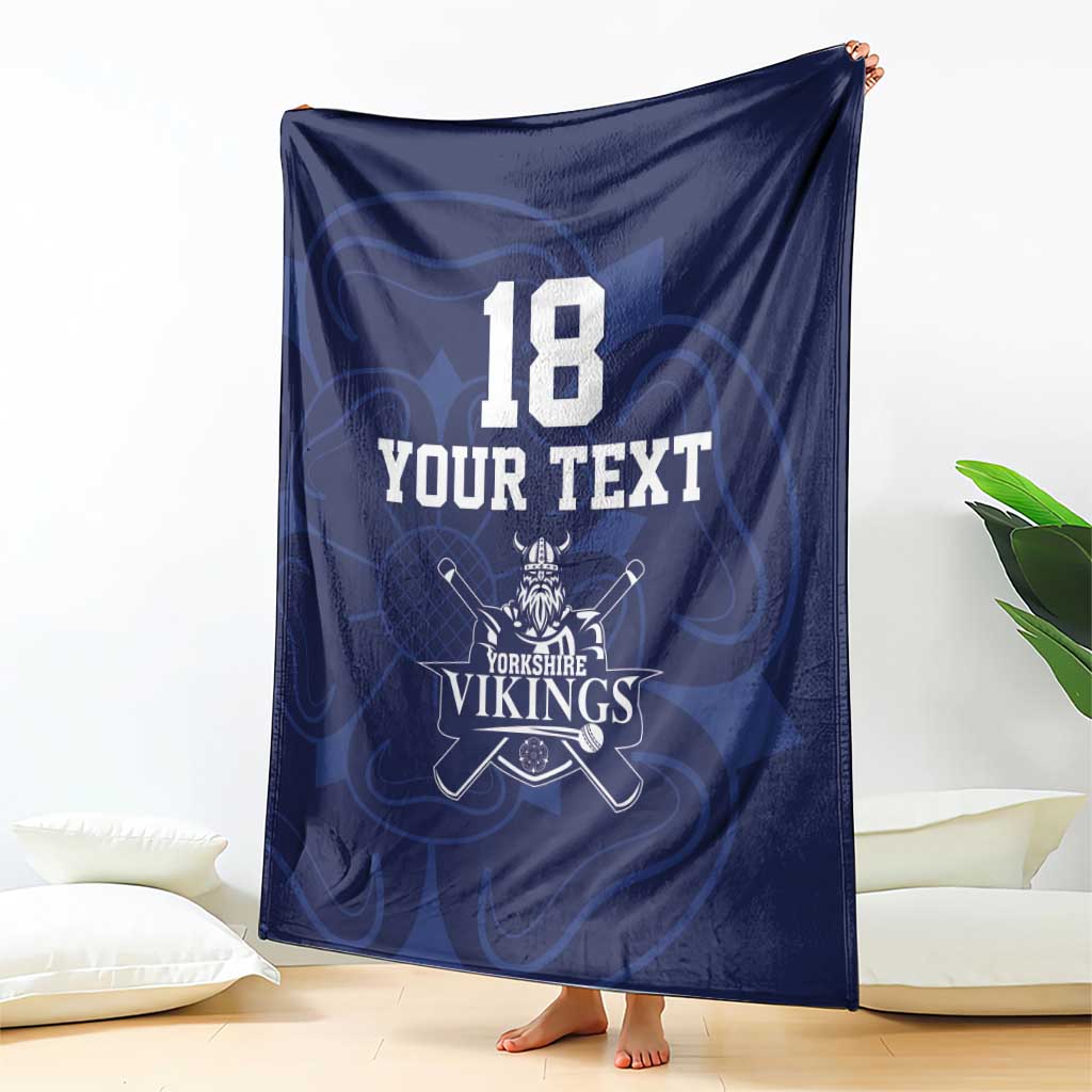 Custom Yorkshire Viking Spirit Blanket White Rose of York Navy Version - Wonder Print Shop