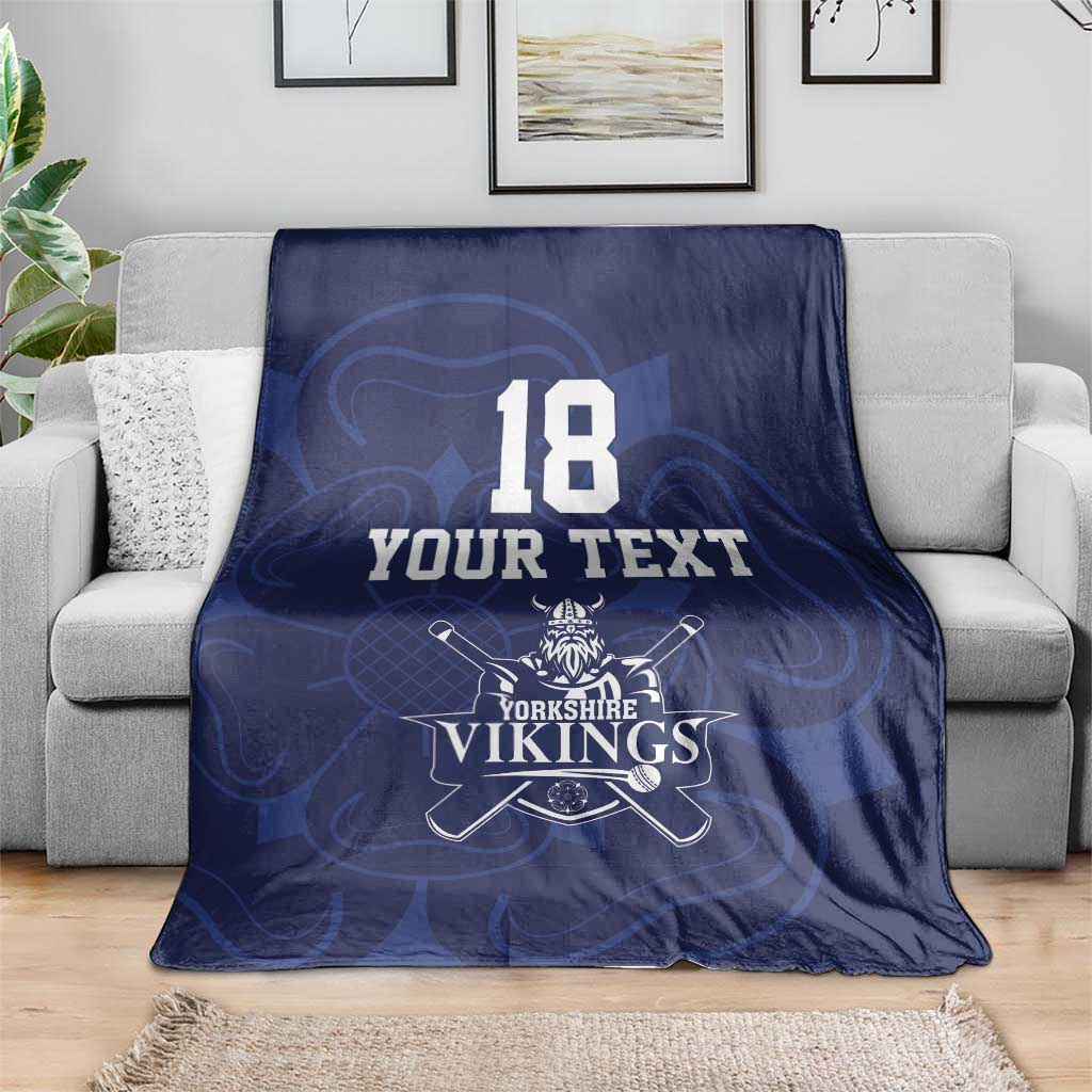 Custom Yorkshire Viking Spirit Blanket White Rose of York Navy Version - Wonder Print Shop