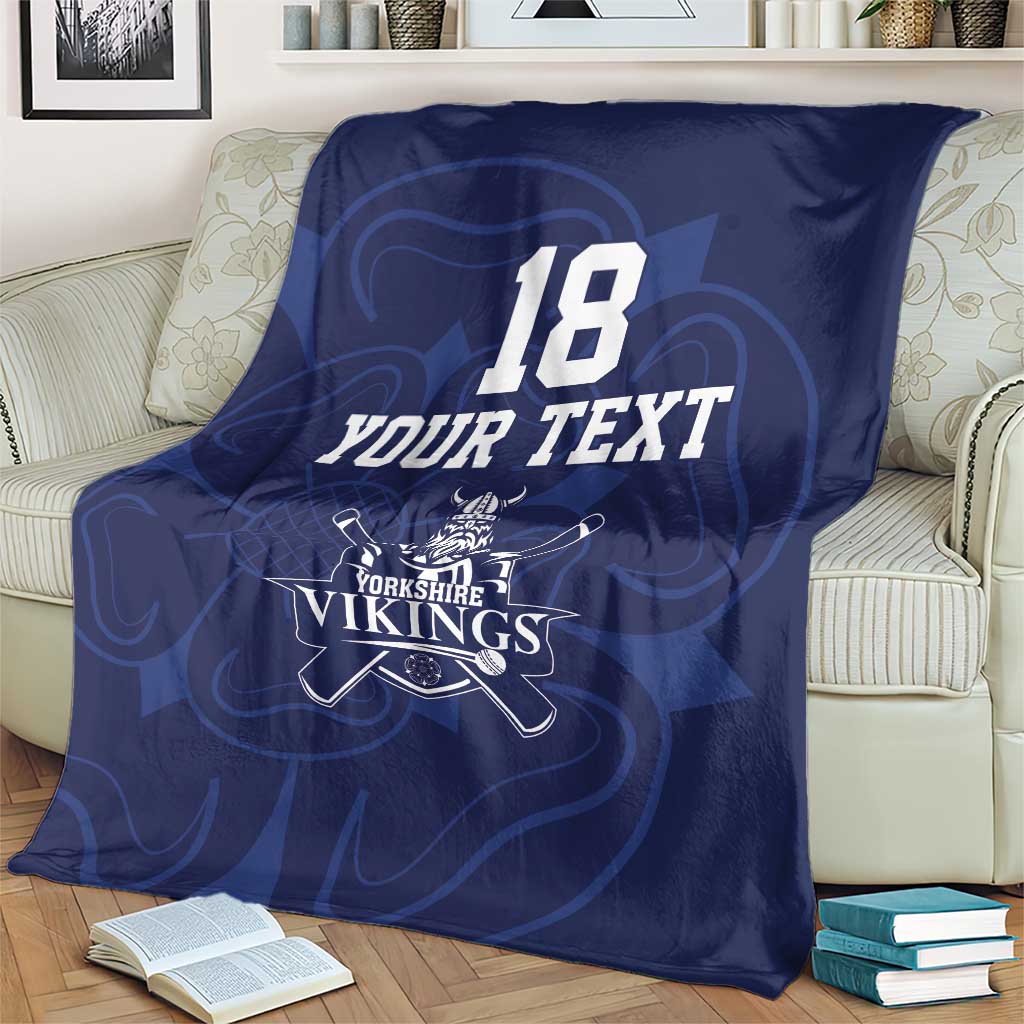 Custom Yorkshire Viking Spirit Blanket White Rose of York Navy Version - Wonder Print Shop