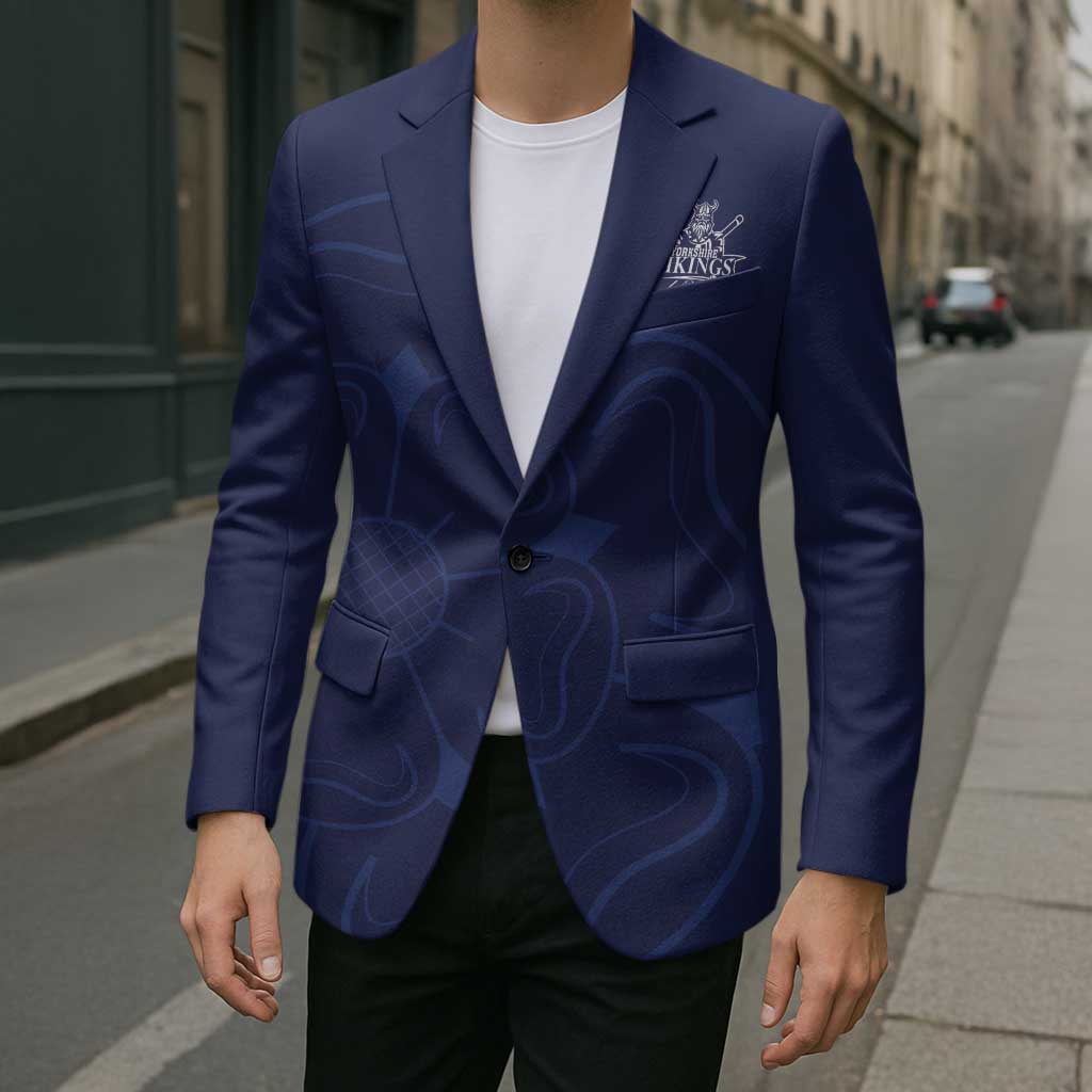 Custom Yorkshire Viking Spirit Blazer White Rose of York Navy Version - Wonder Print Shop