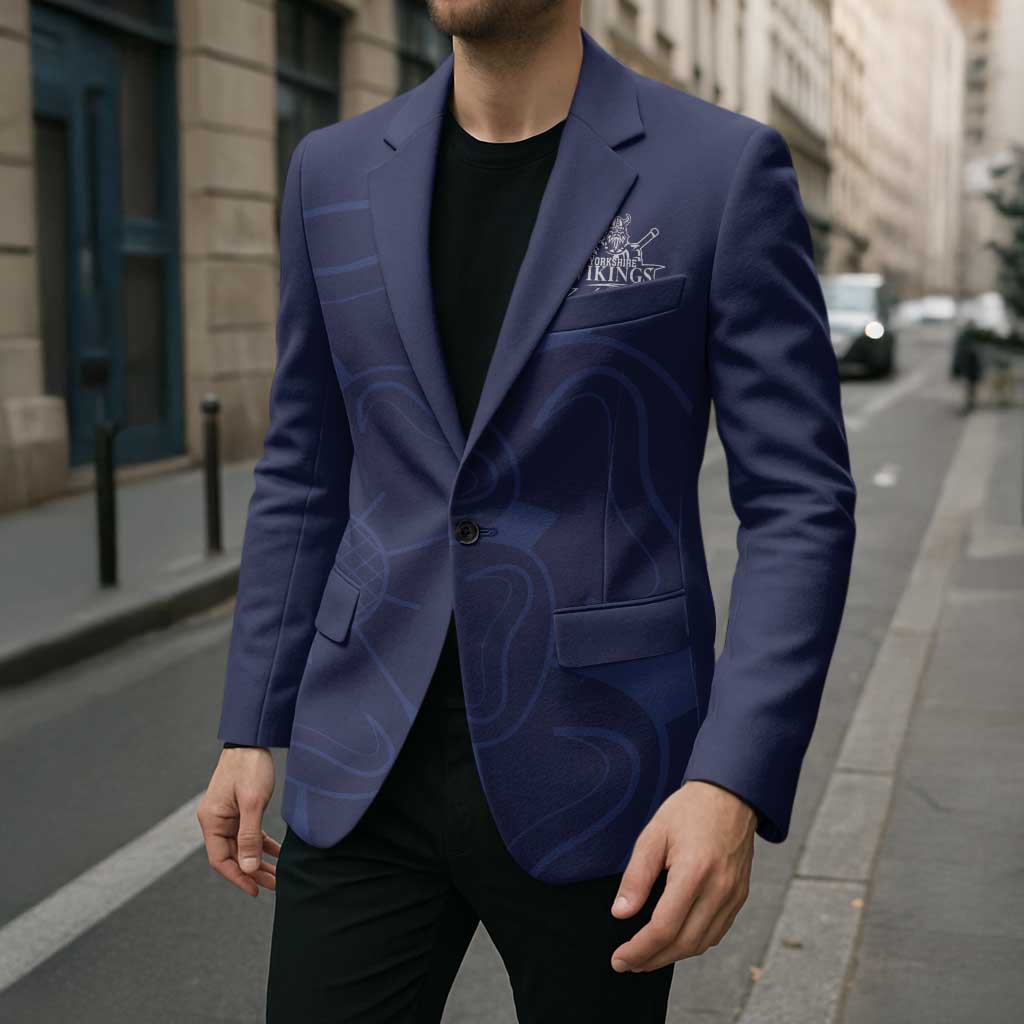 Custom Yorkshire Viking Spirit Blazer White Rose of York Navy Version - Wonder Print Shop