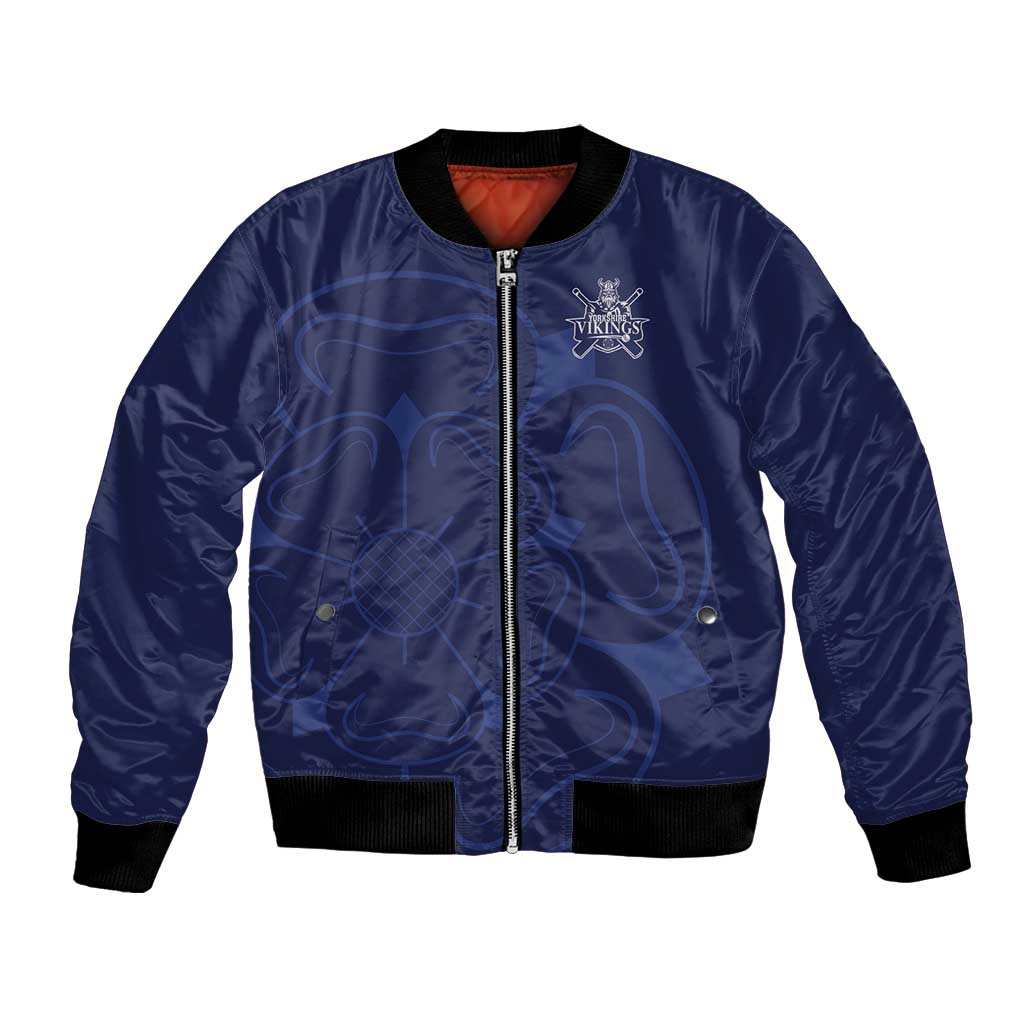 Custom Yorkshire Viking Spirit Bomber Jacket White Rose of York Navy Version - Wonder Print Shop