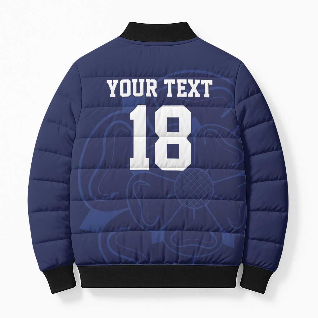 Custom Yorkshire Viking Spirit Bomber Puffer Jacket White Rose of York Navy Version - Wonder Print Shop