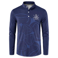 Custom Yorkshire Viking Spirit Button Sweatshirt White Rose of York Navy Version - Wonder Print Shop