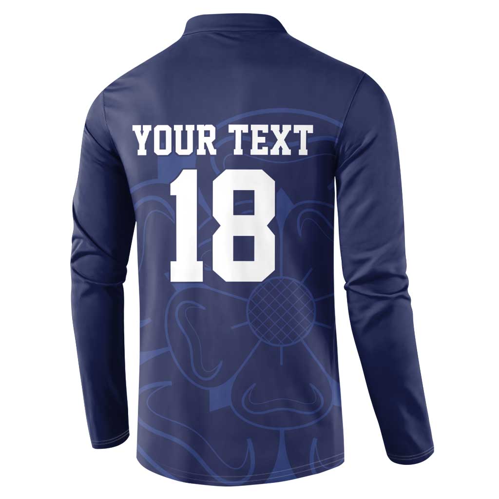 Custom Yorkshire Viking Spirit Button Sweatshirt White Rose of York Navy Version - Wonder Print Shop