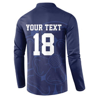 Custom Yorkshire Viking Spirit Button Sweatshirt White Rose of York Navy Version - Wonder Print Shop