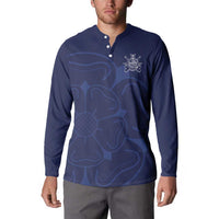 Custom Yorkshire Viking Spirit Button Sweatshirt White Rose of York Navy Version - Wonder Print Shop