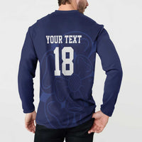 Custom Yorkshire Viking Spirit Button Sweatshirt White Rose of York Navy Version - Wonder Print Shop