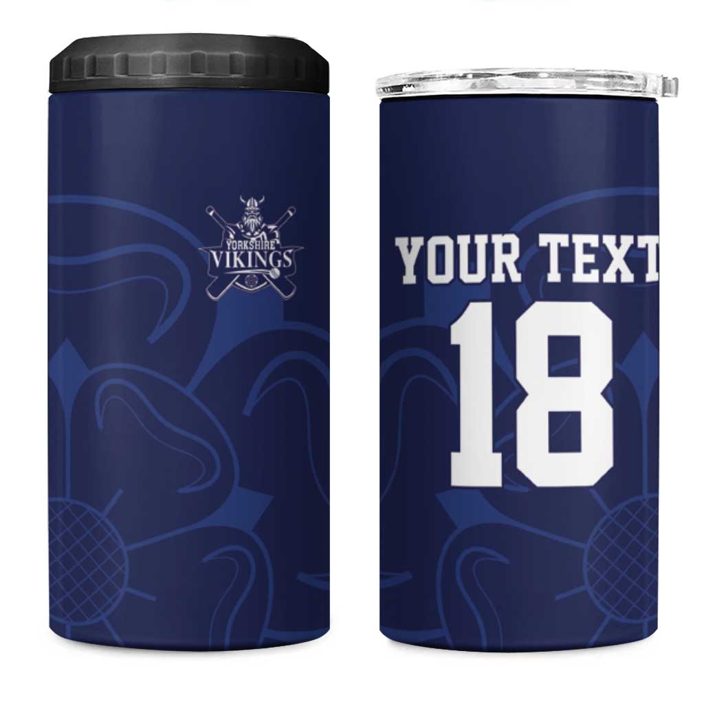 Custom Yorkshire Viking Spirit 4 in 1 Can Cooler Tumbler White Rose of York Navy Version - Wonder Print Shop