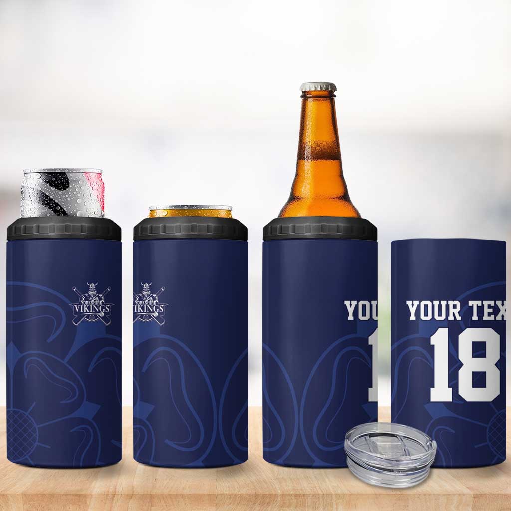Custom Yorkshire Viking Spirit 4 in 1 Can Cooler Tumbler White Rose of York Navy Version - Wonder Print Shop