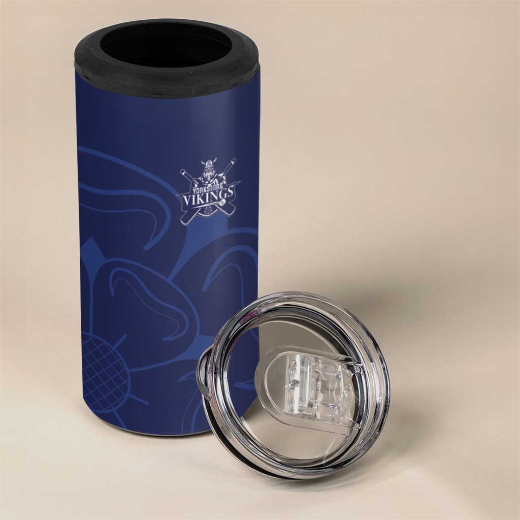 Custom Yorkshire Viking Spirit 4 in 1 Can Cooler Tumbler White Rose of York Navy Version - Wonder Print Shop