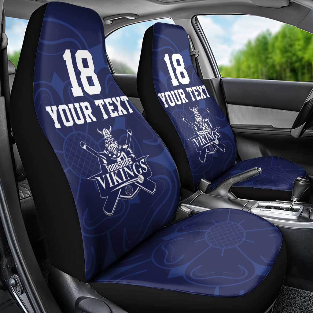 Custom Yorkshire Viking Spirit Car Seat Cover White Rose of York Navy Version - Wonder Print Shop