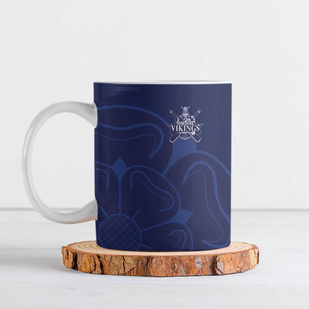 Custom Yorkshire Viking Spirit Ceramic Mug White Rose of York Navy Version - Wonder Print Shop