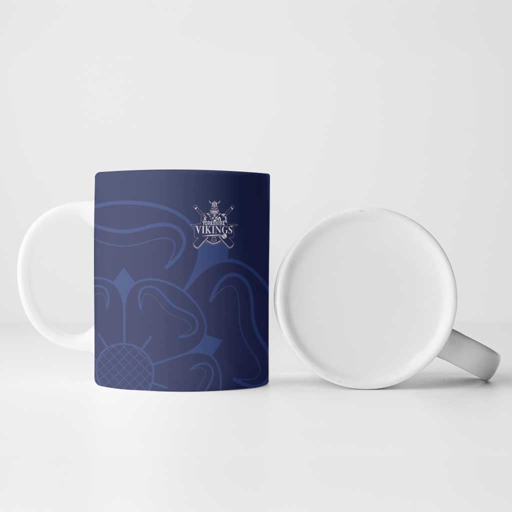 Custom Yorkshire Viking Spirit Ceramic Mug White Rose of York Navy Version - Wonder Print Shop