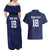 Custom Yorkshire Viking Spirit Couples Matching Off Shoulder Maxi Dress and Hawaiian Shirt White Rose of York Navy Version - Wonder Print Shop