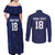 Custom Yorkshire Viking Spirit Couples Matching Off Shoulder Maxi Dress and Long Sleeve Button Shirt White Rose of York Navy Version - Wonder Print Shop