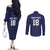 Custom Yorkshire Viking Spirit Couples Matching Off The Shoulder Long Sleeve Dress and Long Sleeve Button Shirt White Rose of York Navy Version - Wonder Print Shop