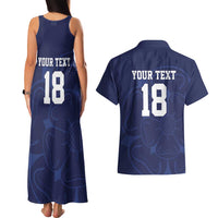 Custom Yorkshire Viking Spirit Couples Matching Tank Maxi Dress and Hawaiian Shirt White Rose of York Navy Version - Wonder Print Shop