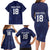 Custom Yorkshire Viking Spirit Family Matching Long Sleeve Bodycon Dress and Hawaiian Shirt White Rose of York Navy Version - Wonder Print Shop