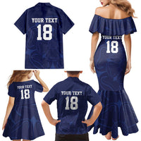 Custom Yorkshire Viking Spirit Family Matching Mermaid Dress and Hawaiian Shirt White Rose of York Navy Version - Wonder Print Shop