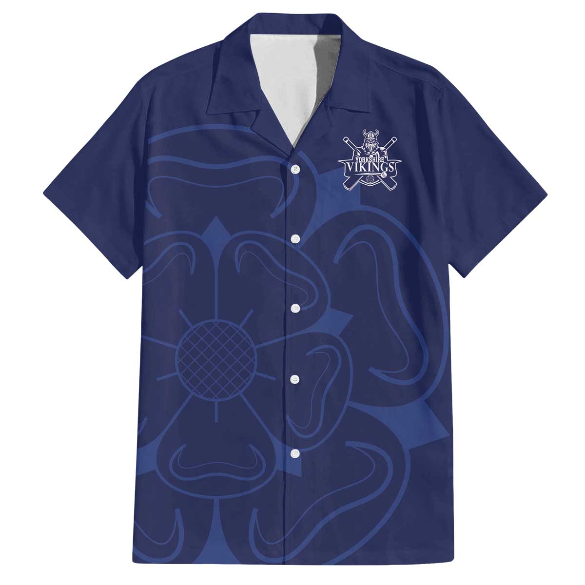 Custom Yorkshire Viking Spirit Family Matching Off The Shoulder Long Sleeve Dress and Hawaiian Shirt White Rose of York Navy Version - Wonder Print Shop