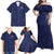 Custom Yorkshire Viking Spirit Family Matching Off Shoulder Maxi Dress and Hawaiian Shirt White Rose of York Navy Version - Wonder Print Shop