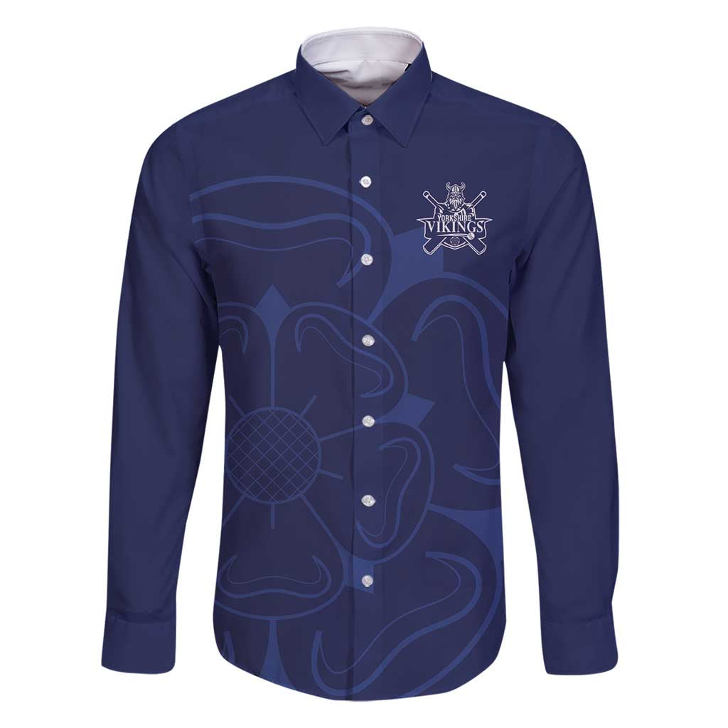 Custom Yorkshire Viking Spirit Family Matching Off Shoulder Maxi Dress and Hawaiian Shirt White Rose of York Navy Version - Wonder Print Shop