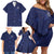 Custom Yorkshire Viking Spirit Family Matching Off Shoulder Short Dress and Hawaiian Shirt White Rose of York Navy Version - Wonder Print Shop