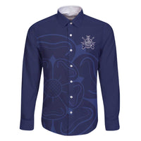 Custom Yorkshire Viking Spirit Family Matching Off Shoulder Short Dress and Hawaiian Shirt White Rose of York Navy Version - Wonder Print Shop