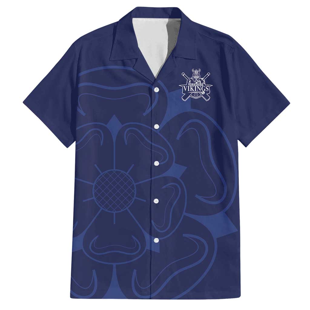 Custom Yorkshire Viking Spirit Family Matching Puletasi and Hawaiian Shirt White Rose of York Navy Version - Wonder Print Shop