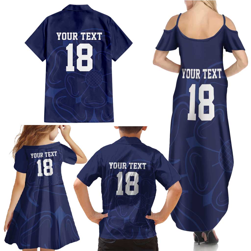 Custom Yorkshire Viking Spirit Family Matching Summer Maxi Dress and Hawaiian Shirt White Rose of York Navy Version - Wonder Print Shop