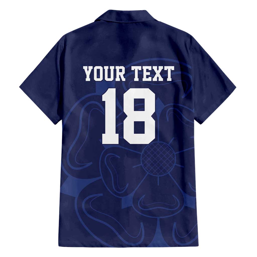 Custom Yorkshire Viking Spirit Family Matching Summer Maxi Dress and Hawaiian Shirt White Rose of York Navy Version - Wonder Print Shop