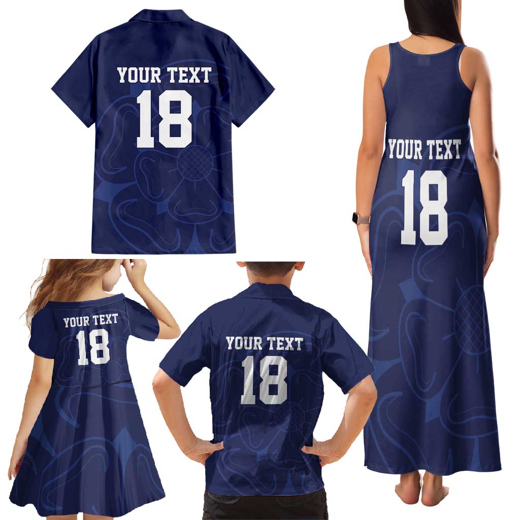 Custom Yorkshire Viking Spirit Family Matching Tank Maxi Dress and Hawaiian Shirt White Rose of York Navy Version - Wonder Print Shop