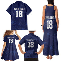 Custom Yorkshire Viking Spirit Family Matching Tank Maxi Dress and Hawaiian Shirt White Rose of York Navy Version - Wonder Print Shop