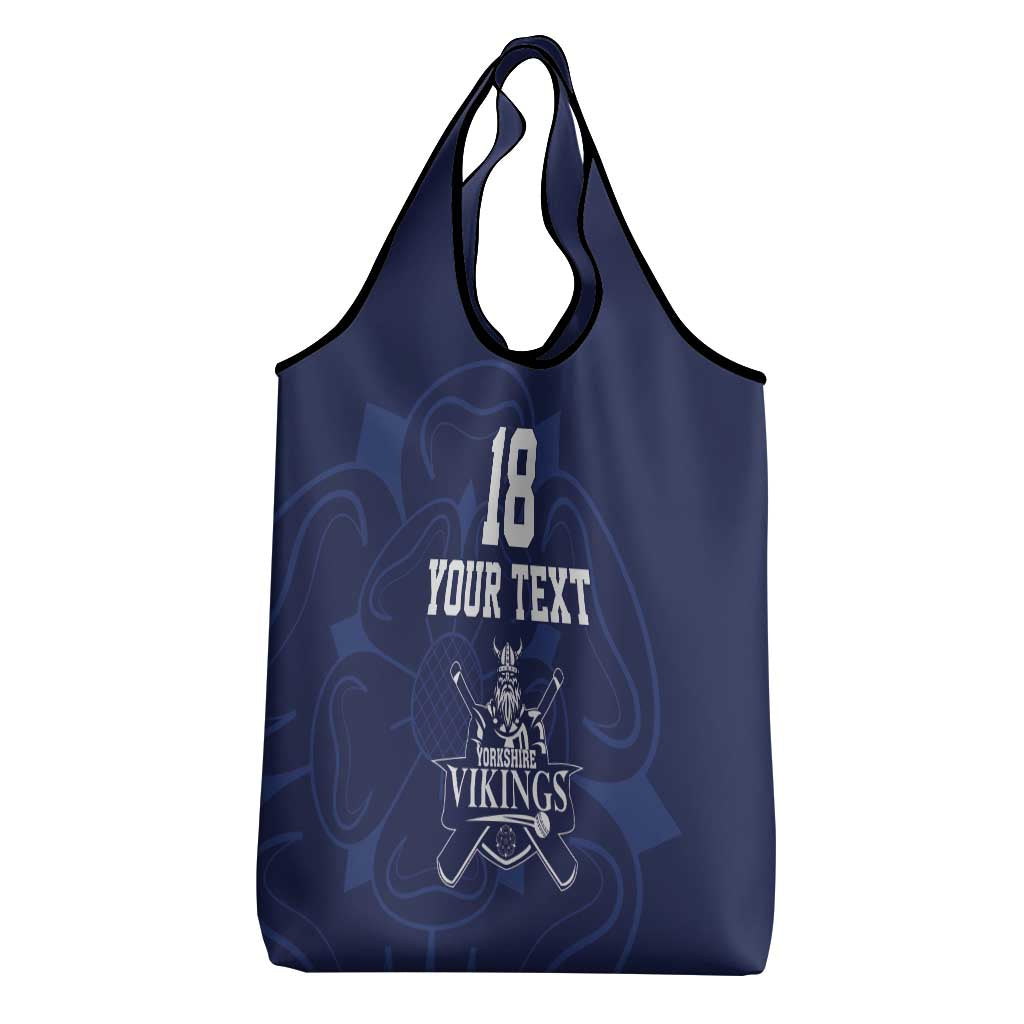 Custom Yorkshire Viking Spirit Grocery Bag White Rose of York Navy Version - Wonder Print Shop