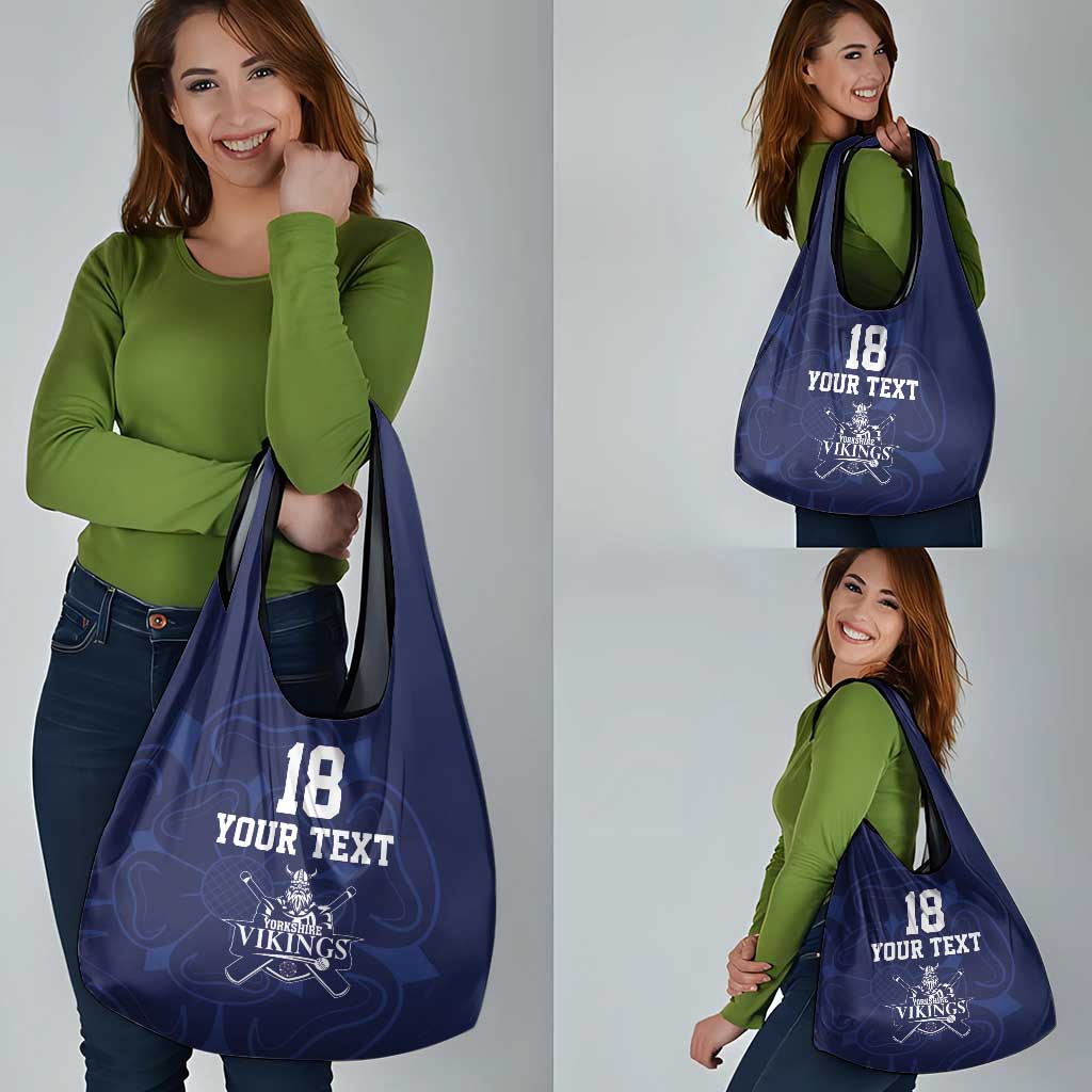Custom Yorkshire Viking Spirit Grocery Bag White Rose of York Navy Version - Wonder Print Shop