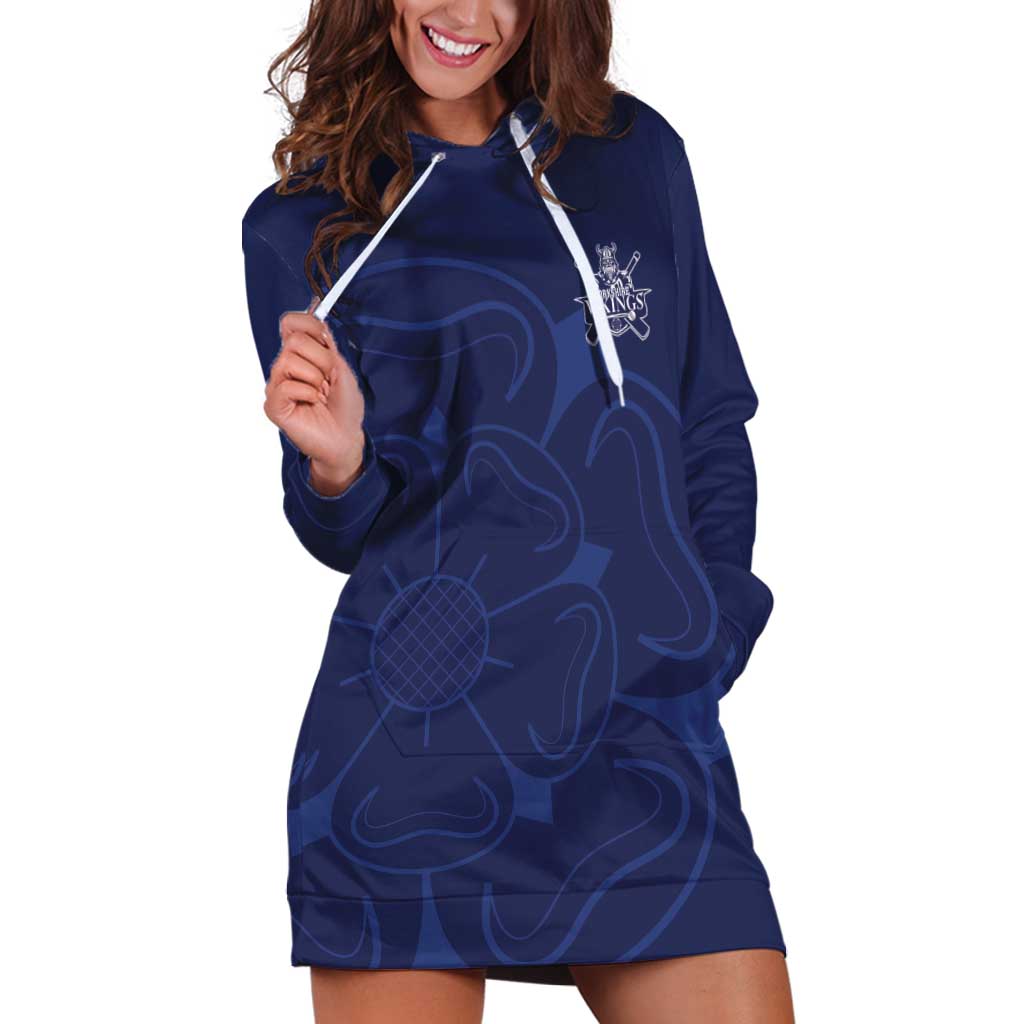 Custom Yorkshire Viking Spirit Hoodie Dress White Rose of York Navy Version - Wonder Print Shop