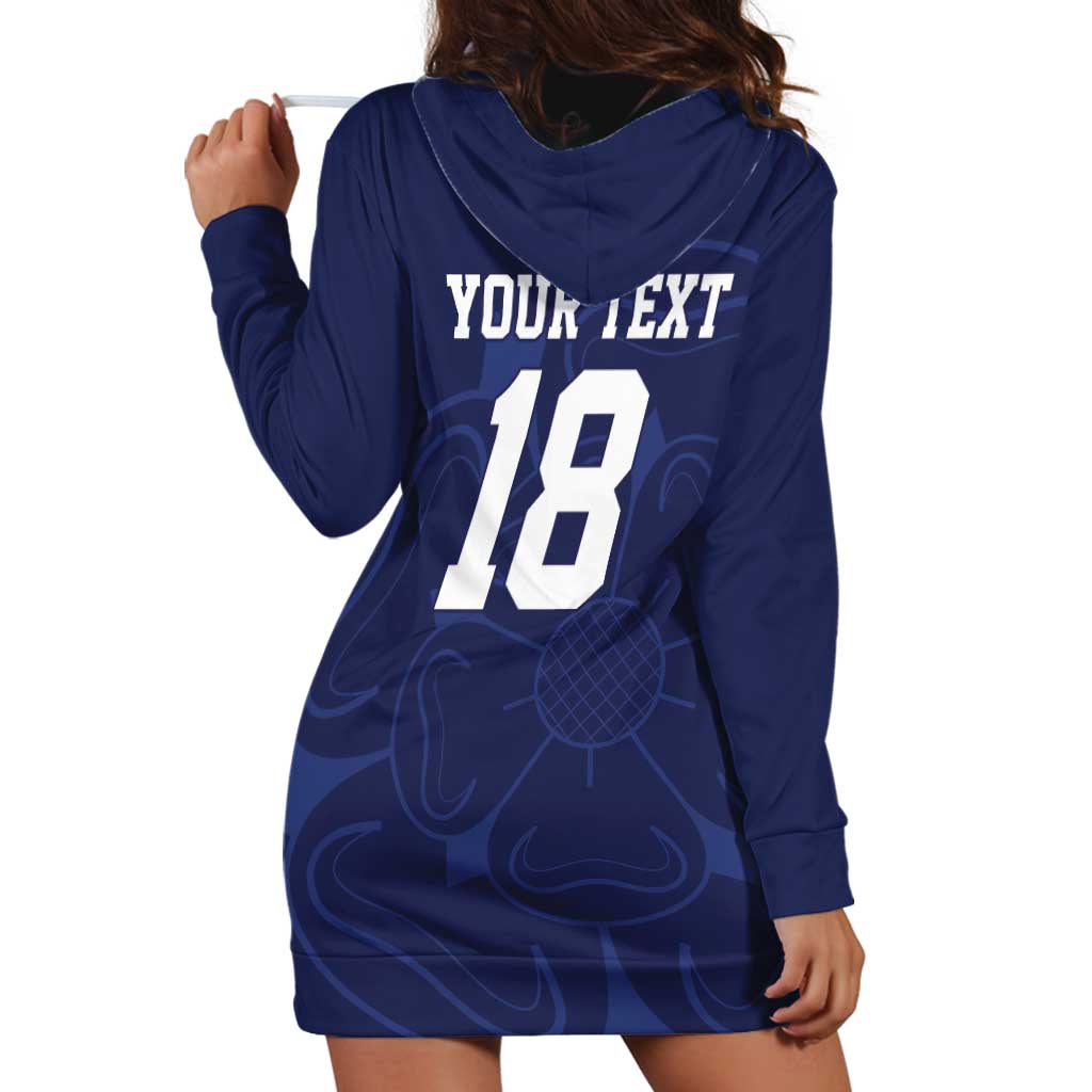 Custom Yorkshire Viking Spirit Hoodie Dress White Rose of York Navy Version - Wonder Print Shop