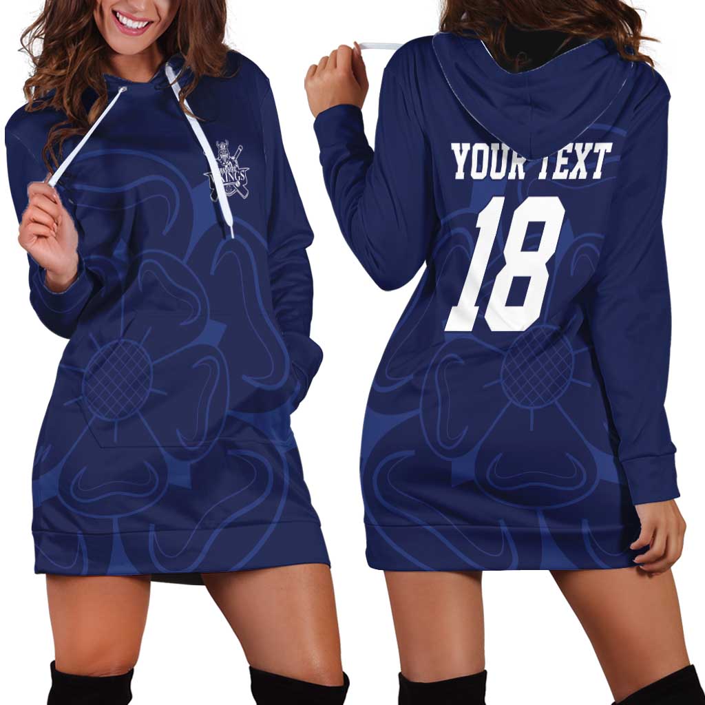 Custom Yorkshire Viking Spirit Hoodie Dress White Rose of York Navy Version - Wonder Print Shop